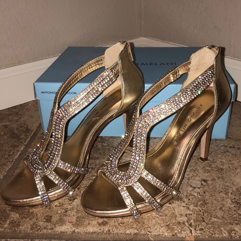 Gold Antonio Melani heels WORN ONCE